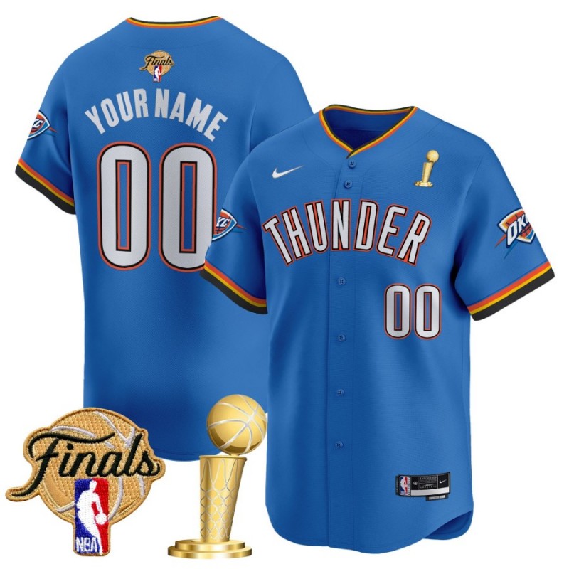 Oklahoma City Thunder Custom 2025 Champions Nike Icon Limited Baseball Jersey Blue - All Stitched
