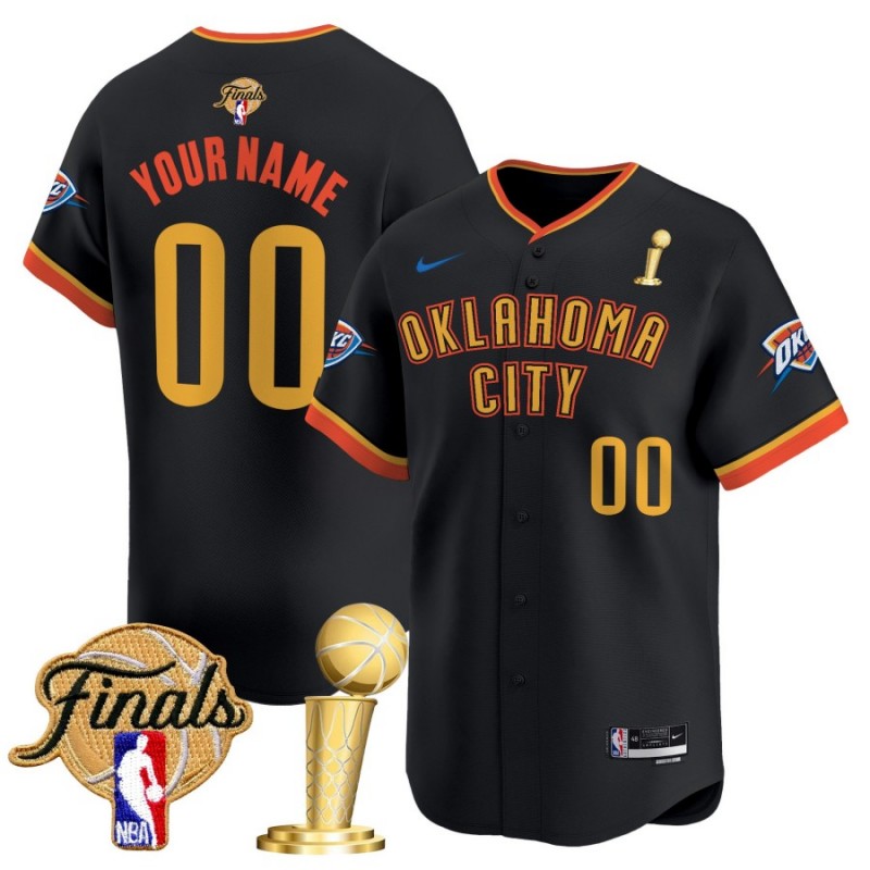 Oklahoma City Thunder Custom 2025 Champions Nike 24-25 City Limited Baseball Jersey Black - All Stitched