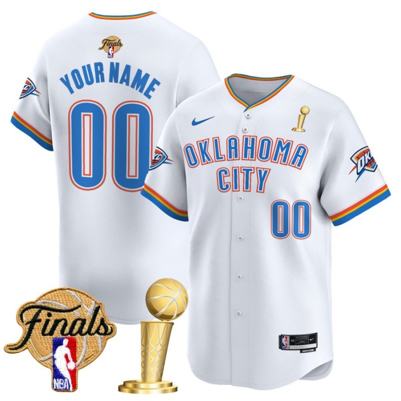 Oklahoma City Thunder Custom 2025 Champions Nike Association Limited Baseball Jersey White - All Stitched