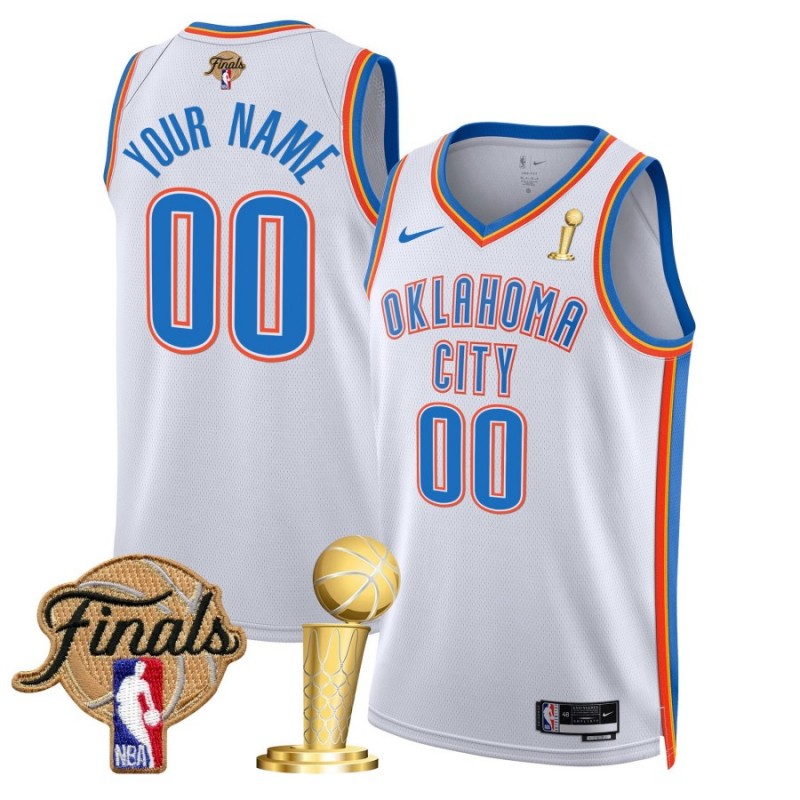 Oklahoma City Thunder Custom 2025 Champions Nike Association Swingman Jersey White - All Stitched
