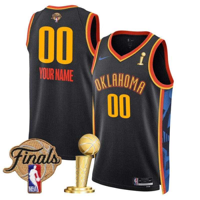Oklahoma City Thunder Custom 2025 Champions Nike 24-25 City Swingman Jersey Black - All Stitched