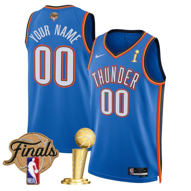 Oklahoma City Thunder Custom 2025 Champions Nike Icon Swingman Jersey Blue - All Stitched