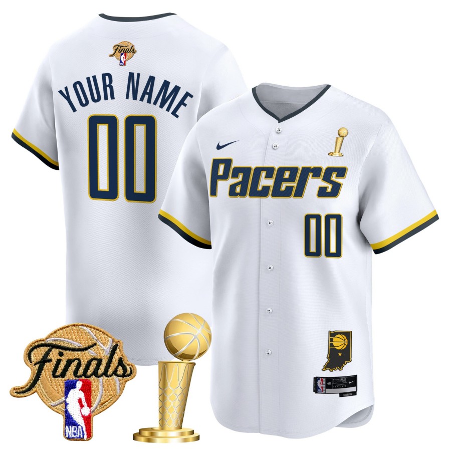Indiana Pacers Nike 2025 Champions Limited Baseball Custom Jersey Association Edition - White - All Stitched