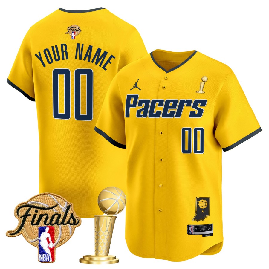 Indiana Pacers Jordan Brand 2025 Champions Limited Baseball Custom Jersey Statement Edition - Yellow - All Stitched