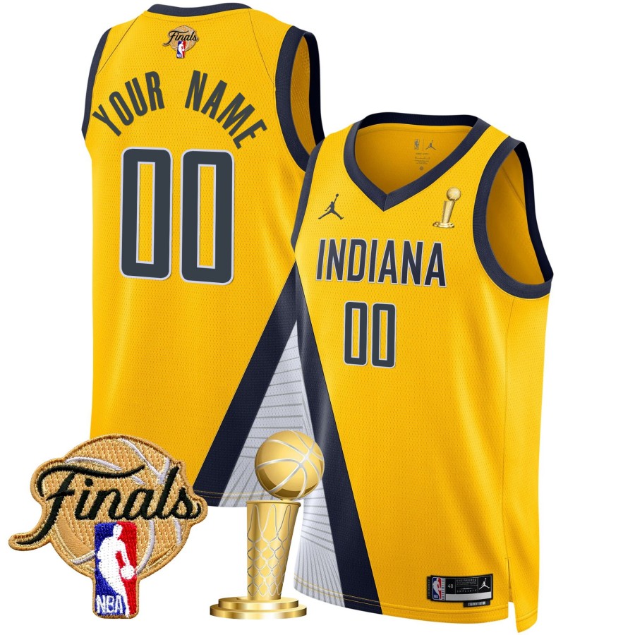 Indiana Pacers Jordan Brand 2025 Champions 2022-23 Swingman Custom Jersey Statement Edition - Yellow - All Stitched