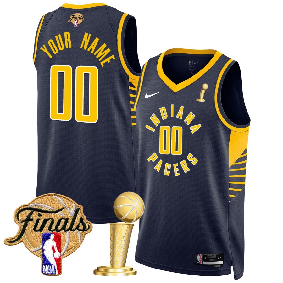 Indiana Pacers Nike 2025 Champions Swingman Custom Jersey Icon Edition - Navy - All Stitched