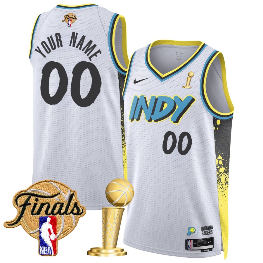 Indiana Pacers Nike 2025 Champions 2024-25 Swingman Custom Jersey City Edition - White - All Stitched