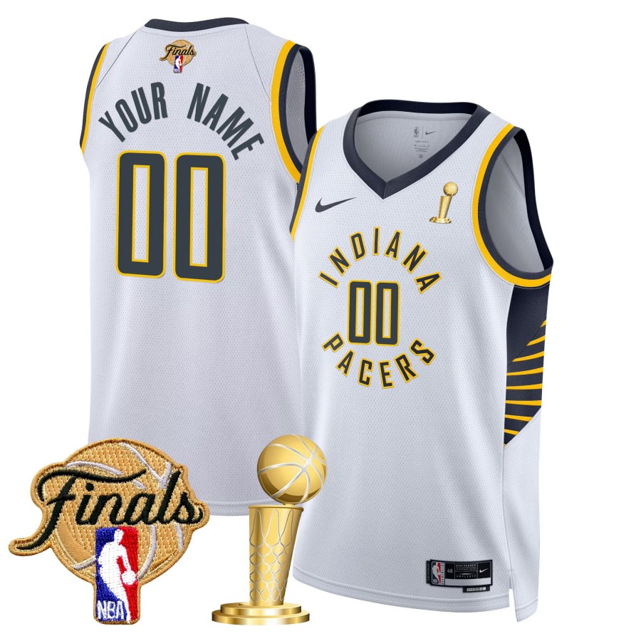 Indiana Pacers Nike 2025 Champions Swingman Custom Jersey Association Edition - White - All Stitched