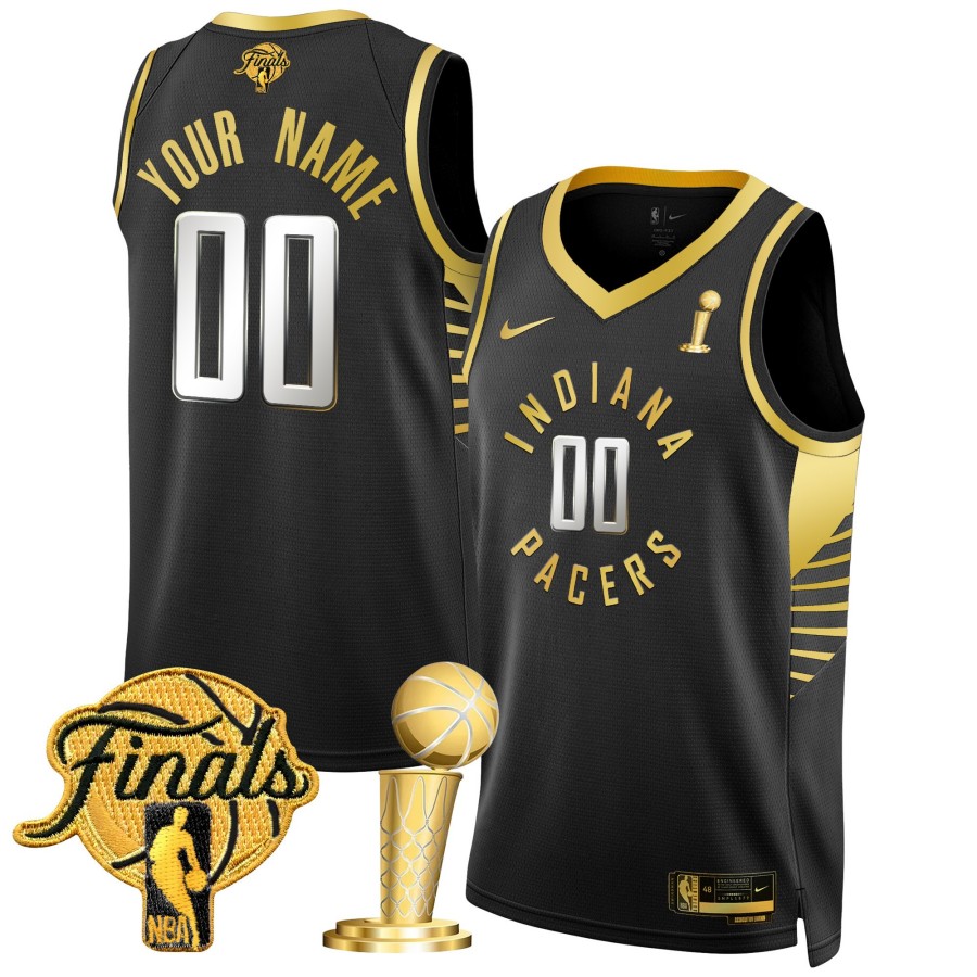 Indiana Pacers Nike 2025 Champions Gold Swingman Custom Jersey Black - All Stitched