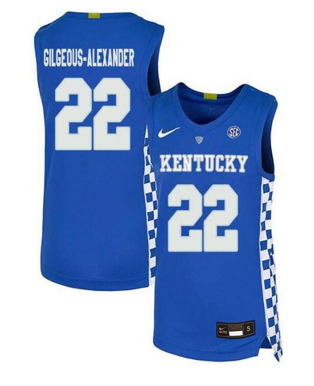 Kentucky Wildcats #22 Shai Gilgeous-Alexander Nike Royal Blue Stitched Basketball Jersey