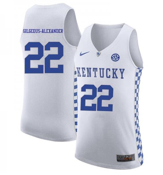 Kentucky Wildcats #22 Shai Gilgeous-Alexander Nike White Stitched Basketball Jersey