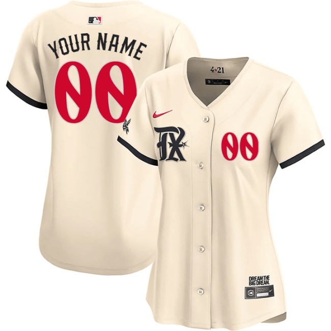 Women's Texas Rangers Nike Cream Custom Limited Jersey - All Stitched