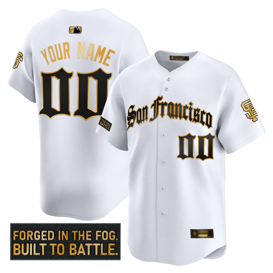 San Francisco Giants 'Gothic Fog Edition' Gold Vapor Premier Limited Custom Jersey White - All Stitched