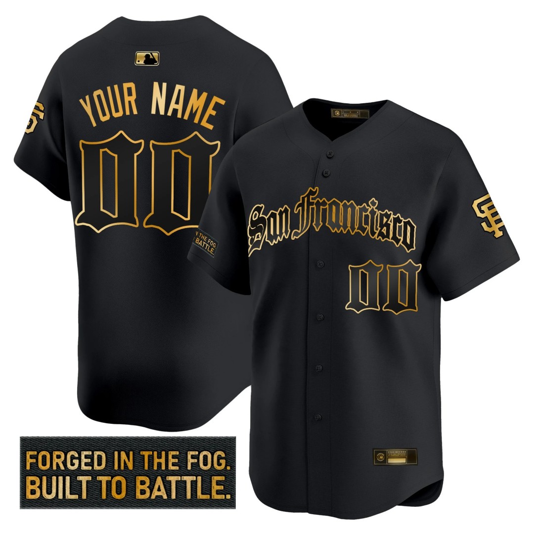 San Francisco Giants 'Gothic Fog Edition' Gold Vapor Premier Limited Custom Jersey Black - All Stitched