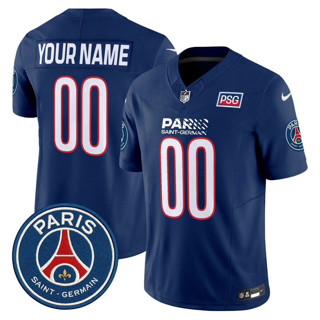 Paris Saint-Germain 2025 Soccer x NFL Football Nike Vapor Limited Custom Jersey Navy - Stitched
