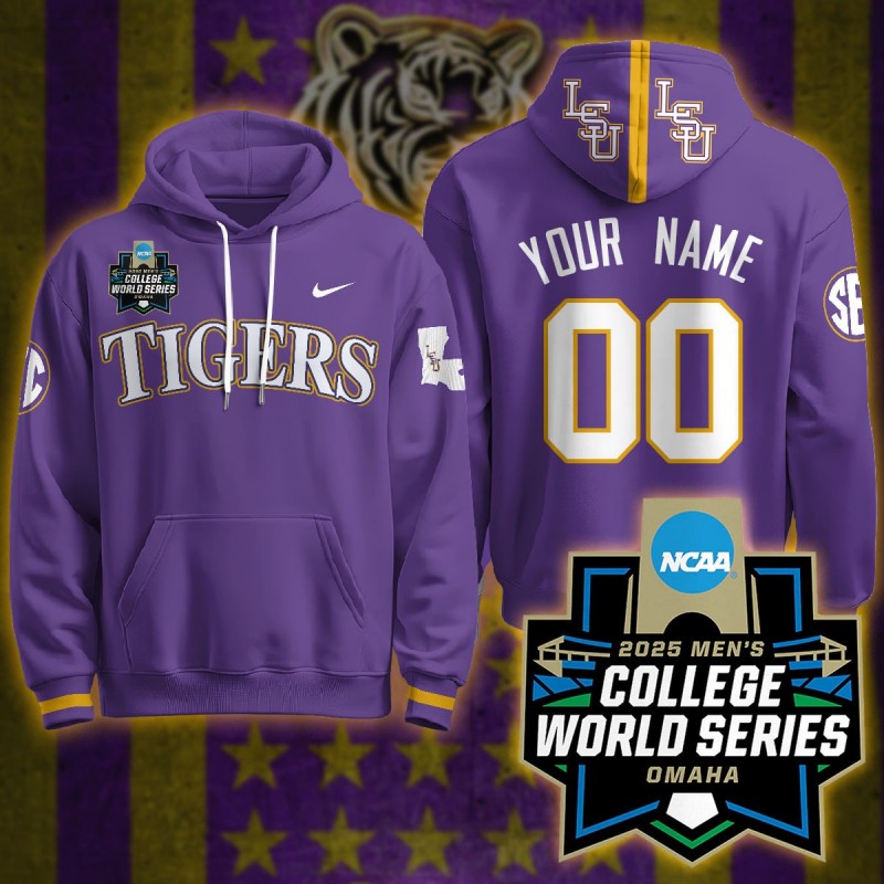 LSU Tigers Custom Nike 2025 Men's College World Series Limited Hoodie Purple - All Stitched
