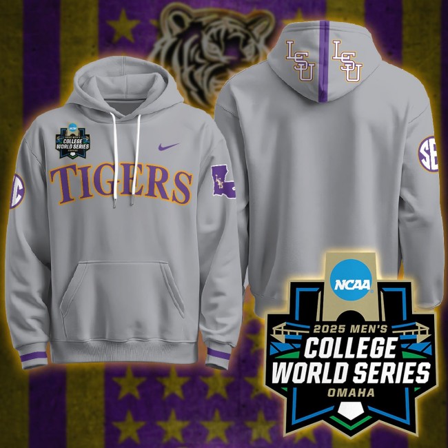 LSU Tigers Blank Nike 2025 Men's College World Series Limited Hoodie Grey - All Stitched