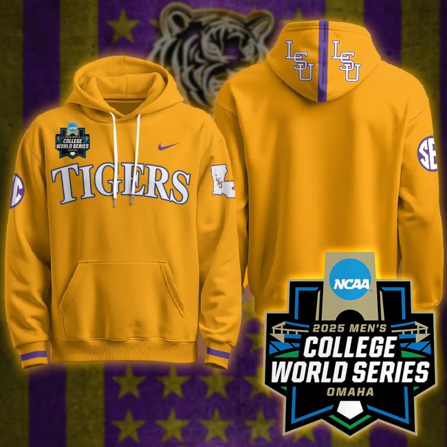 LSU Tigers Blank Nike 2025 Men's College World Series Limited Hoodie Yellow - All Stitched