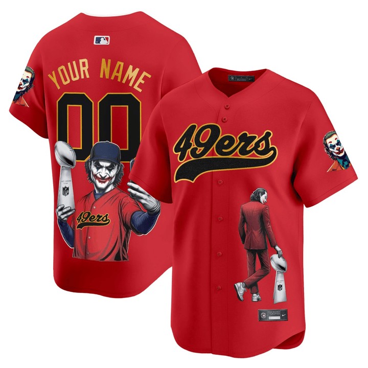 Joker San Francisco 49ers Red Baseball Custom Jersey - All Printed