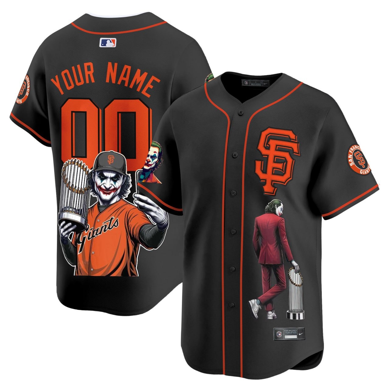 Joker San Francisco Giants Black Baseball Custom Jersey - All Printed