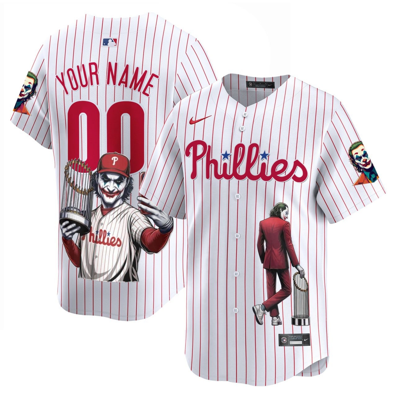 Joker Philadelphia Phillies White Baseball Custom Jersey - All Printed