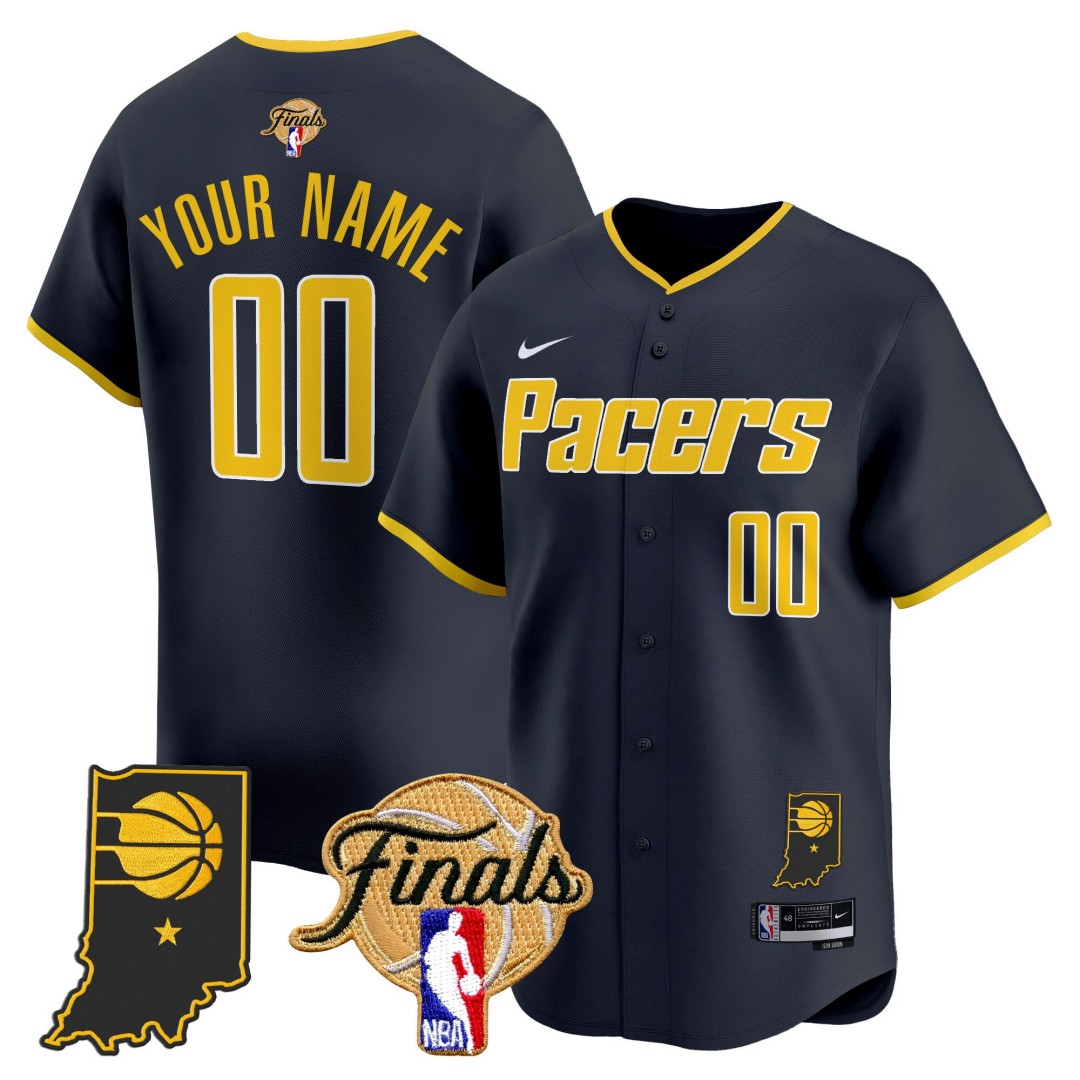 Indiana Pacers Active Player Custom 2025 NBA Finals Patch Limited Stitched Baseball Jersey Icon Navy