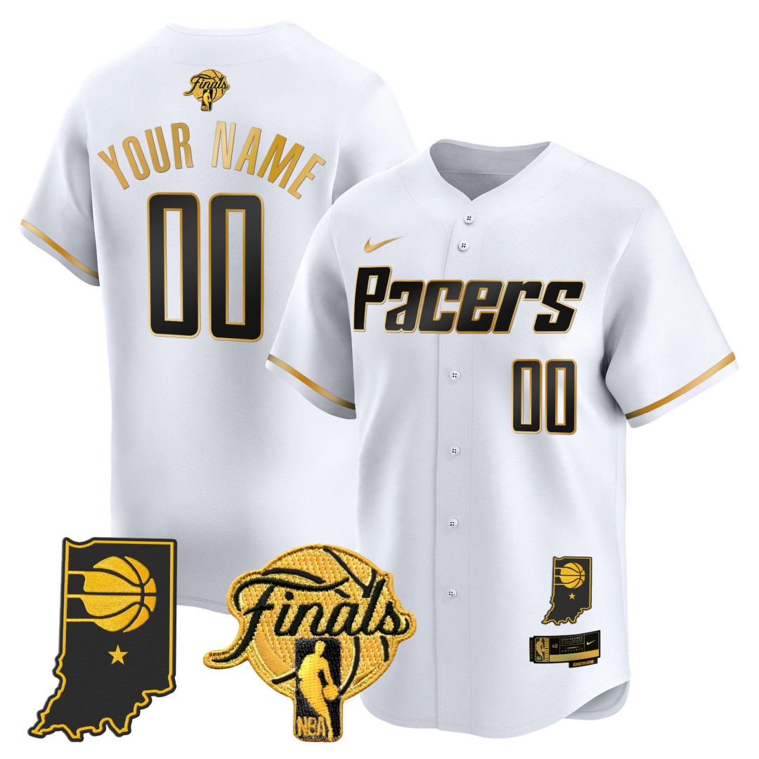 Indiana Pacers Active Player Custom 2025 NBA Finals Patch Limited Stitched Baseball Jersey White Gold