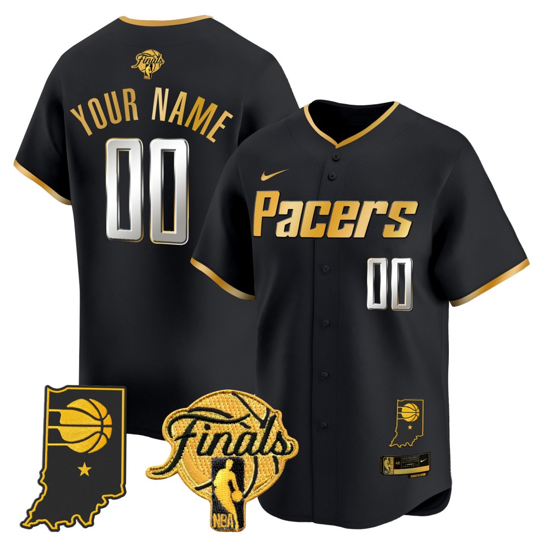 Indiana Pacers Active Player Custom 2025 NBA Finals Patch Limited Stitched Baseball Jersey Black Gold