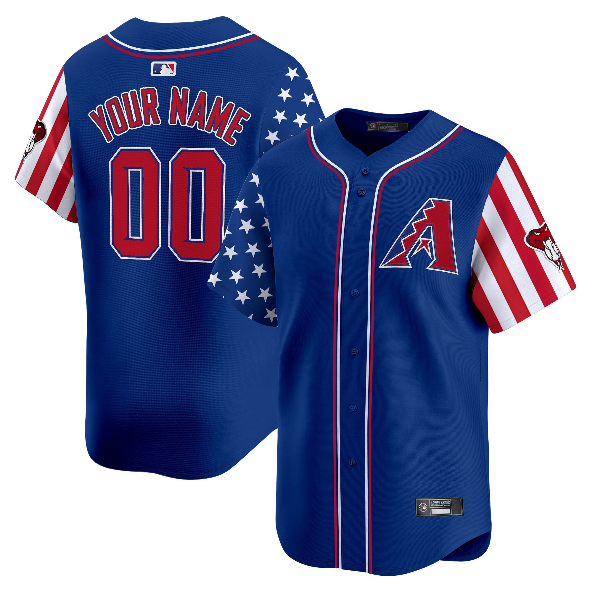 Arizona D-Backs Active Player Custom Independence Day Royal Vapor Premier Limited Stitched Baseball Jersey