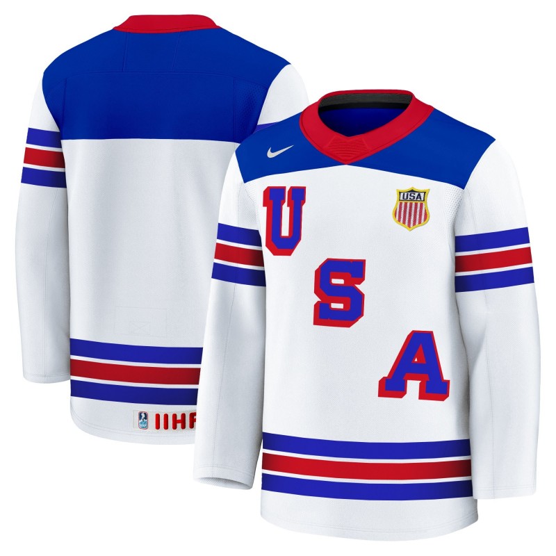 Men's USA Nike Olympic Hockey Blank White 2025 Premium Stitched Jersey