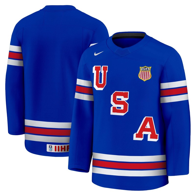 Men's USA Nike Olympic Hockey Blank Blue 2025 Premium Stitched Jersey