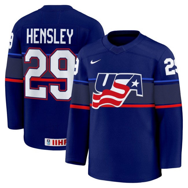 Men's Size 2025 USA Women’s Hockey #29 Nicole Hensley Blue Jersey - All Stitched