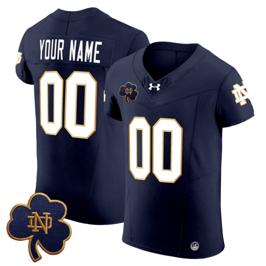 Notre Dame Fighting Irish Custom Elite Jersey Navy - All Stitched