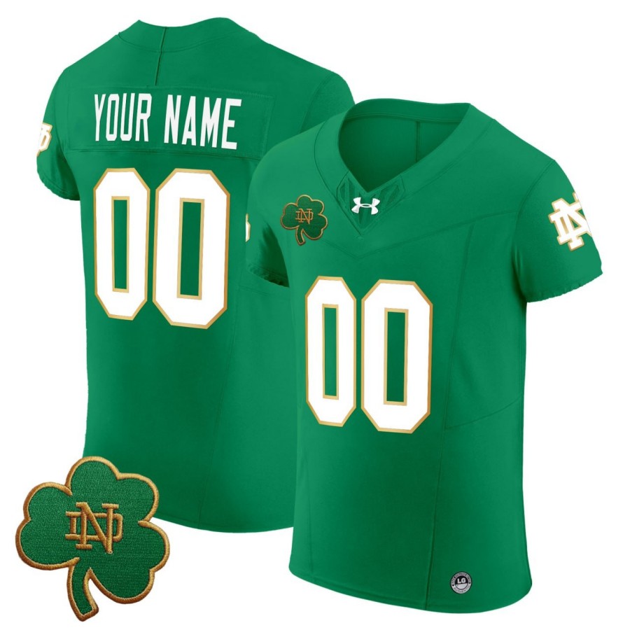 Notre Dame Fighting Irish Custom Elite Jersey Green - All Stitched