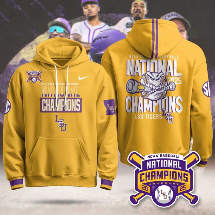 LSU Tigers 2025 World Series Champions Nike Limited Hoodie Gold G3 - Printed