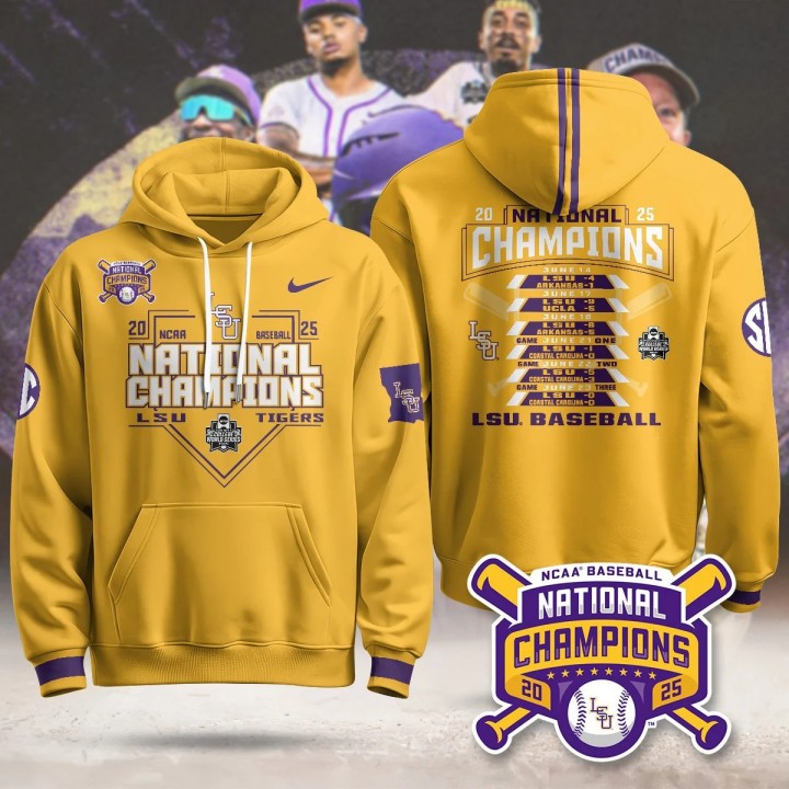 LSU Tigers 2025 World Series Champions Nike Limited Hoodie Gold G2 - Printed