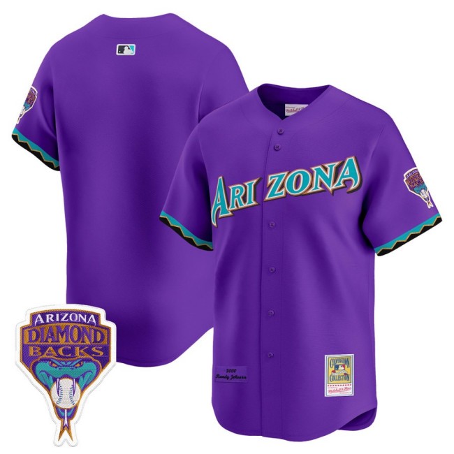 Arizona Diamondbacks Blank Randy Johnson Patch 2000 Cooperstown Throwback Baseball Jersey Purple - All Stitched