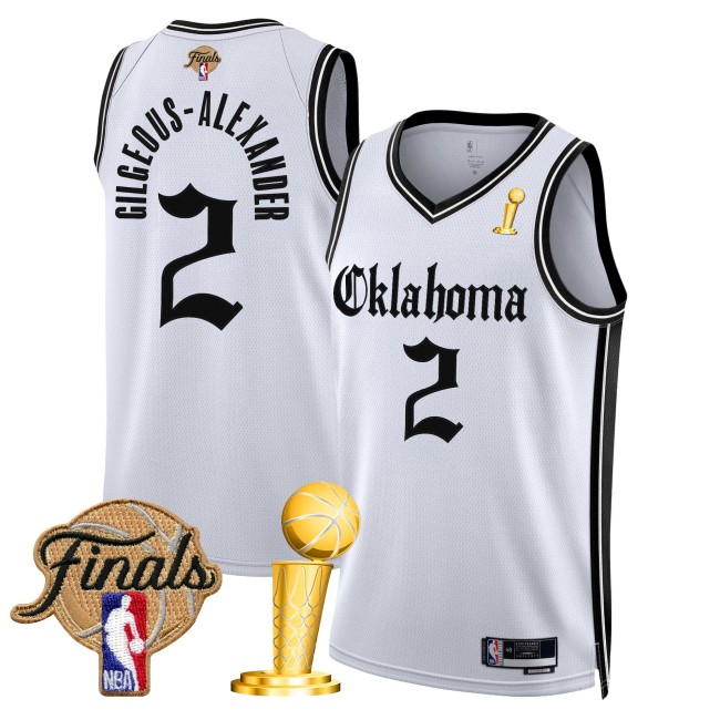 OKC Thunder #2 SGA 2025 Champions 'Gothic Storm Edition' Swingman Jersey White - All Stitched
