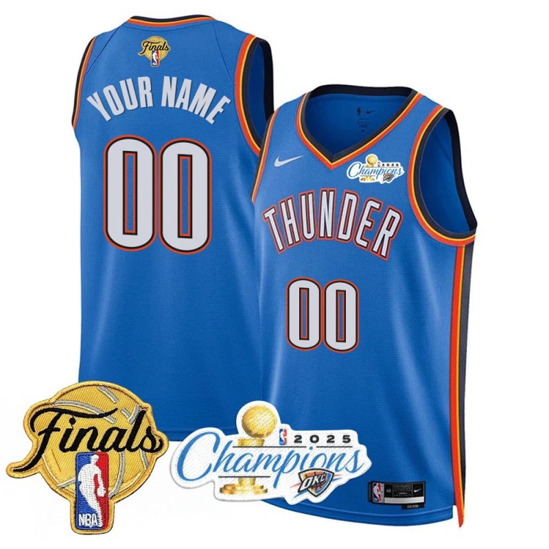 Oklahoma City Thunder Custom 2025 Champions Nike Jersey Blue - All Stitched
