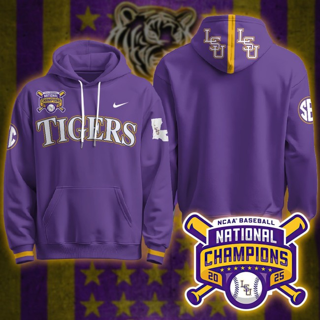 LSU Tigers Blank 2025 World Series Champions Nike Limited Hoodie Purple - All Stitched