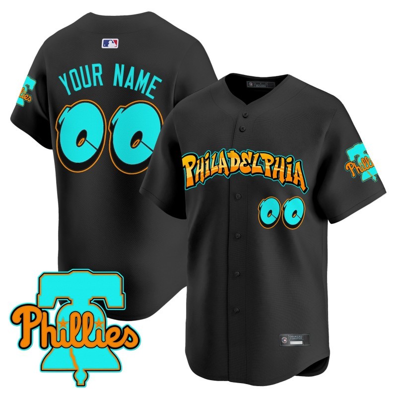 Philadelphia Phillies 'Graffiti Broad Street Edition' Custom Vapor Premier Limited Jersey Black - All Stitched