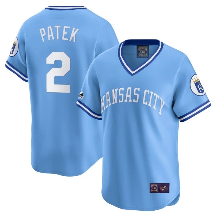 Men's Kansas City Royals #2 Freddie Patek Light Blue Cooperstown Baseball Stitched Jersey