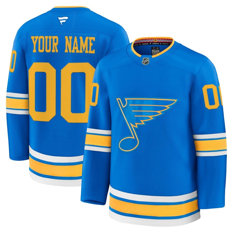 St. Louis Blues Custom Blue 2025-26 Premium Stitched Hockey Jersey