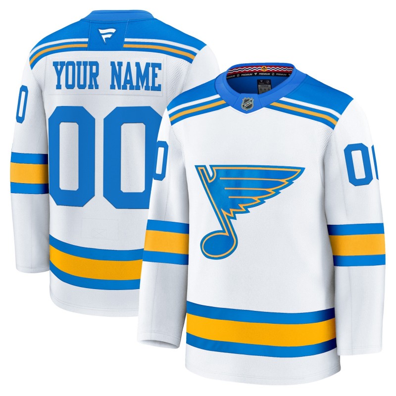 St. Louis Blues Custom White 2025-26 Premium Stitched Hockey Jersey