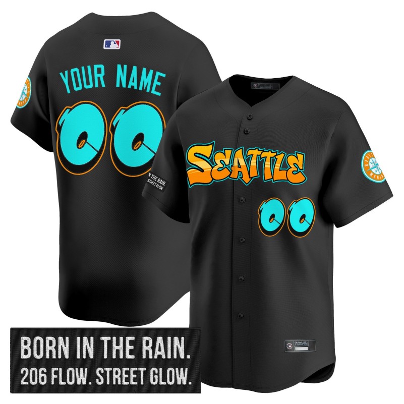 Seattle Mariners Custom 'Graffiti Emerald Drop Edition' Vapor Premier Limited Stitched Baseball Jersey Black