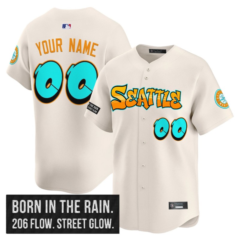 Seattle Mariners Custom 'Graffiti Emerald Drop Edition' Vapor Premier Limited Stitched Baseball Jersey Cream