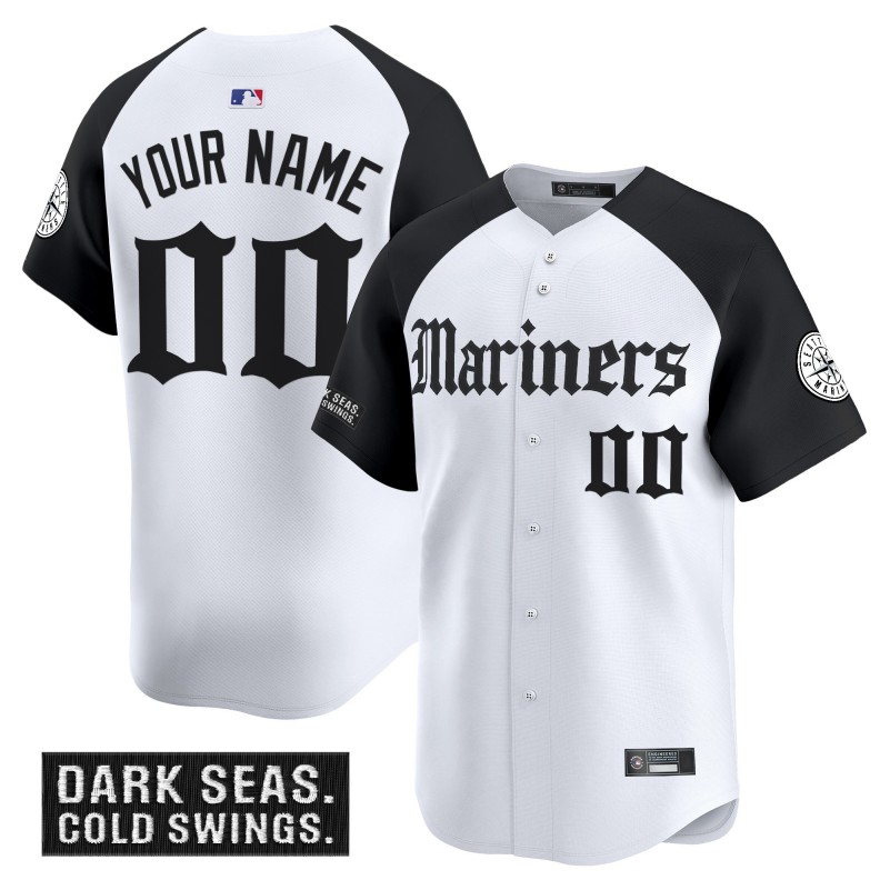 Seattle Mariners Custom 'Deep Sea Gothic Edition' Vapor Premier Limited Stitched Baseball Jersey White Black V2