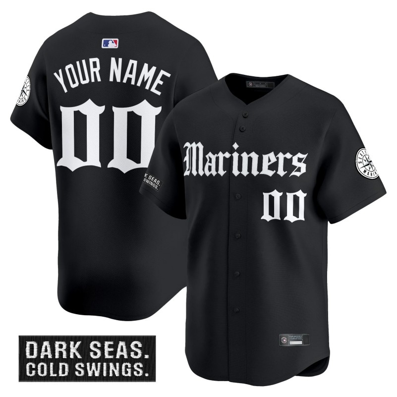 Seattle Mariners Custom 'Deep Sea Gothic Edition' Vapor Premier Limited Stitched Baseball Jersey Black V2