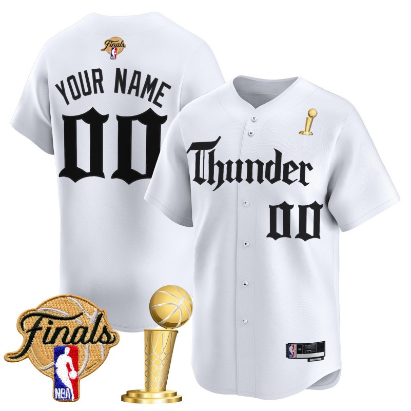 Oklahoma City Thunder Custom 'Gothic Storm Edition' 2025 Champions Vapor Stitched Baseball Jersey White