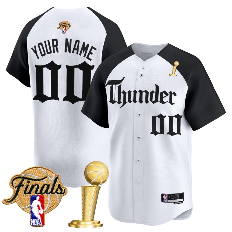 Oklahoma City Thunder Custom 'Gothic Storm Edition' 2025 Champions Vapor Stitched Baseball Jersey White Black